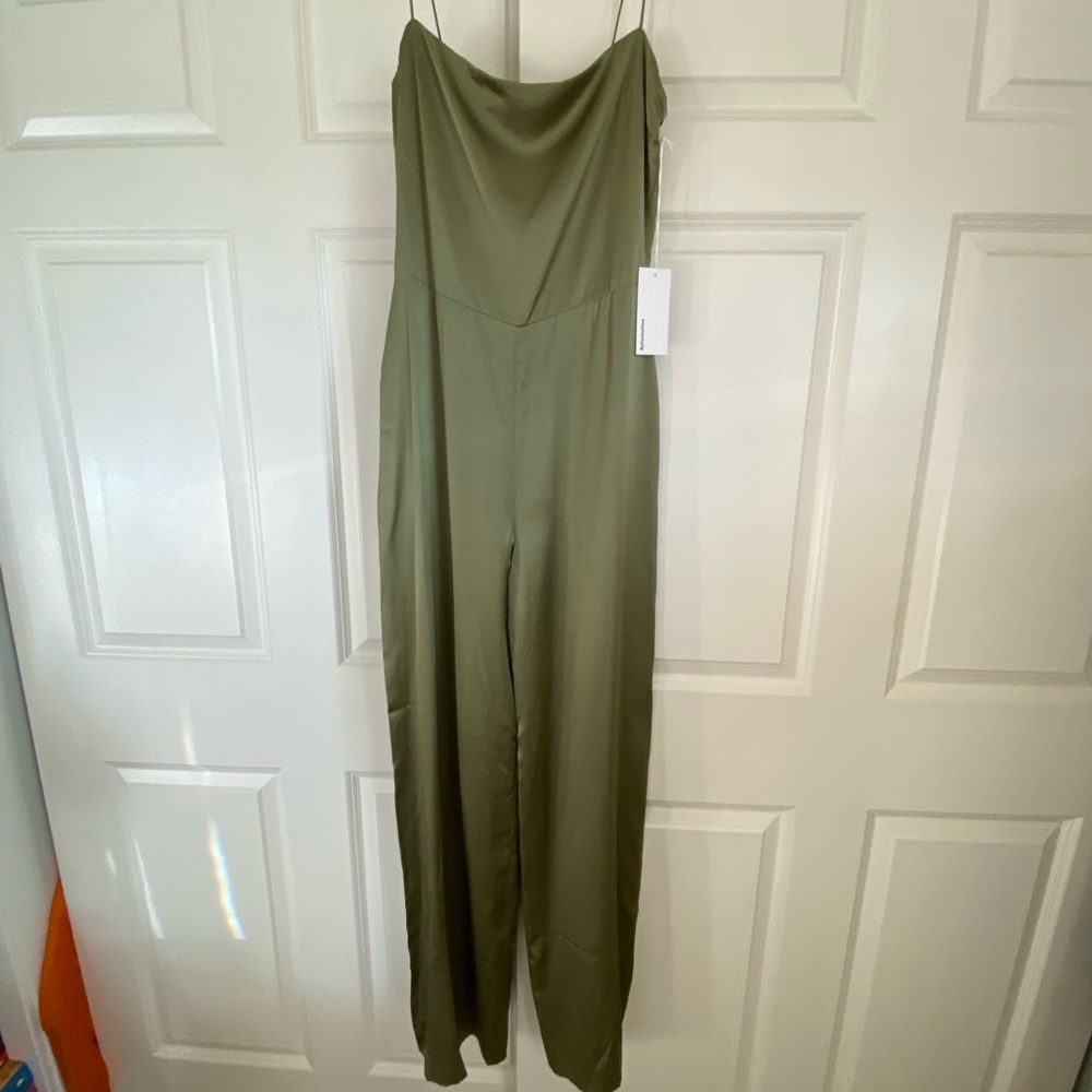Reformation silk green jumpsuit